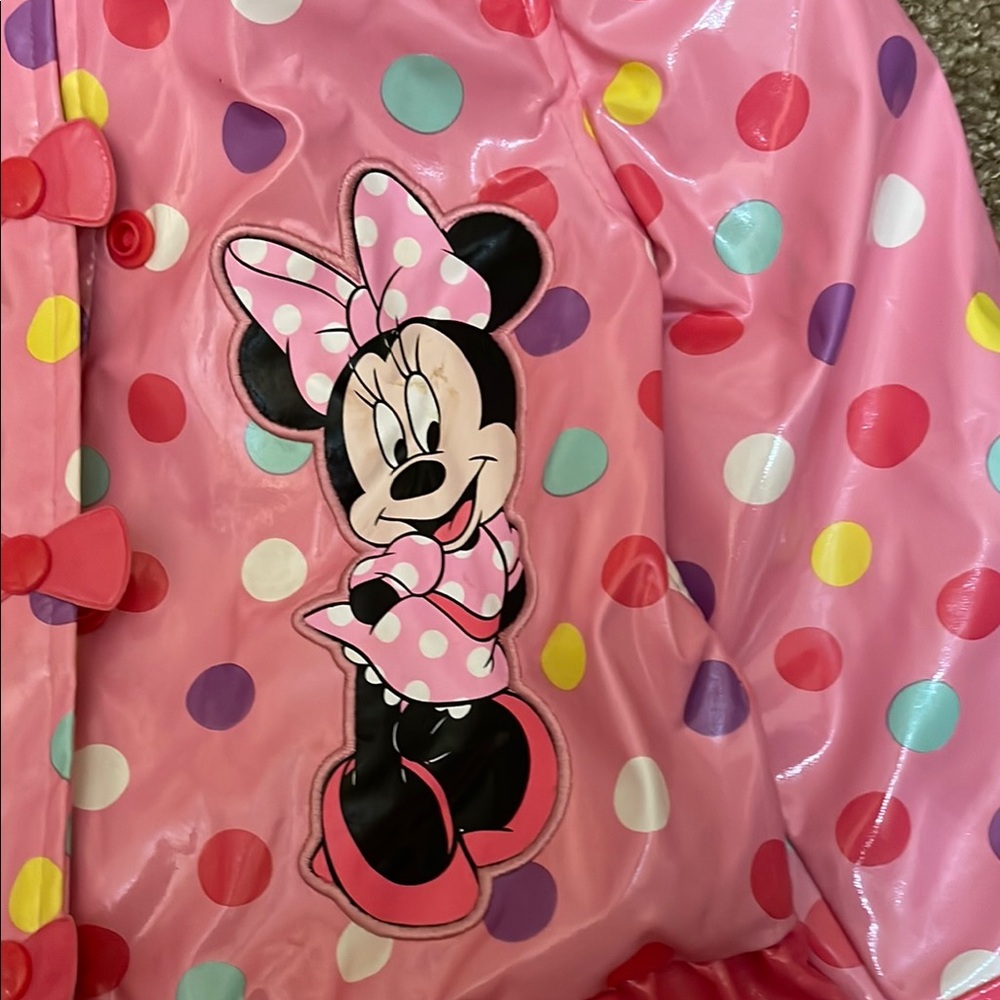 Disney Minnie Mouse Pink Polka Dot Raincoat - Picture 5 of 6